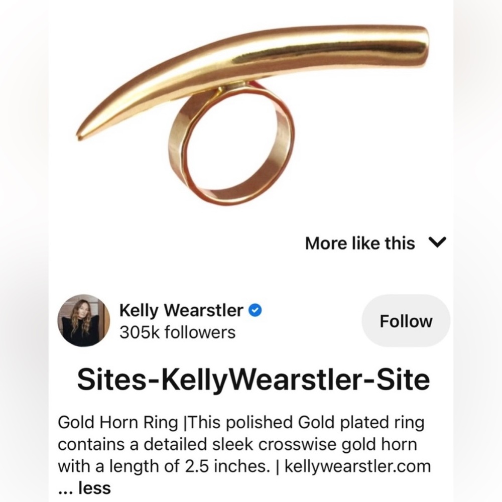 Kelly Wearstler Gold Sculptural Double Ring - Picture 3 of 3